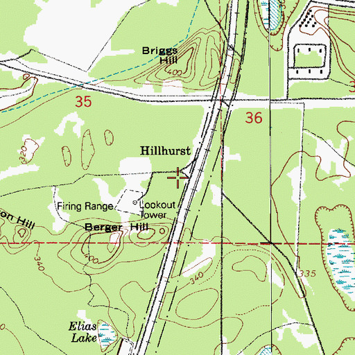 Topographic Map of Hillhurst, WA