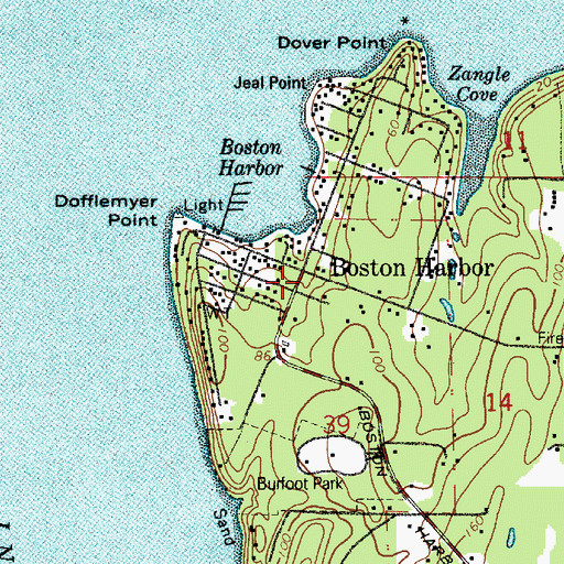 Topographic Map of Boston Harbor, WA