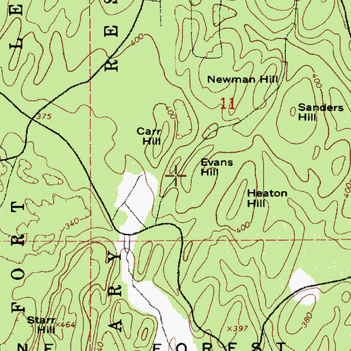 Topographic Map of Evans Hill, WA