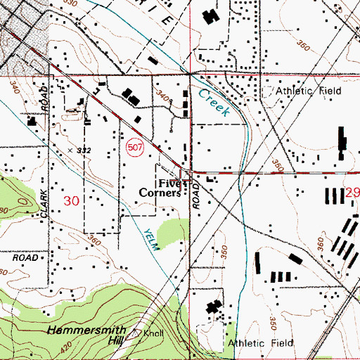 Topographic Map of Five Corners, WA