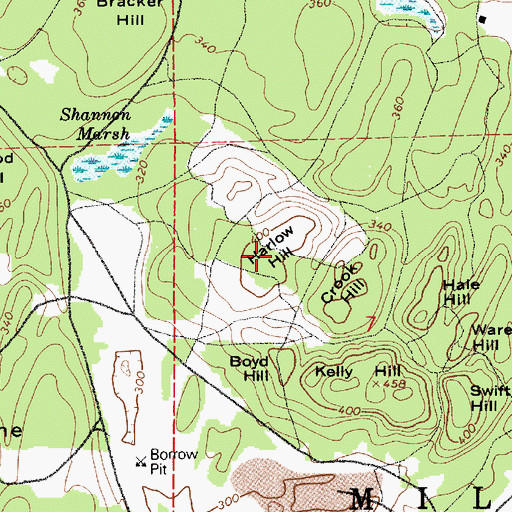 Topographic Map of Harlow Hill, WA