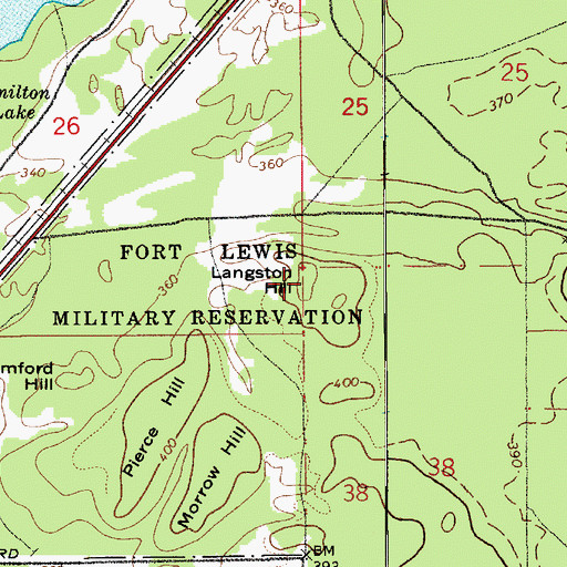 Topographic Map of Langston Hill, WA