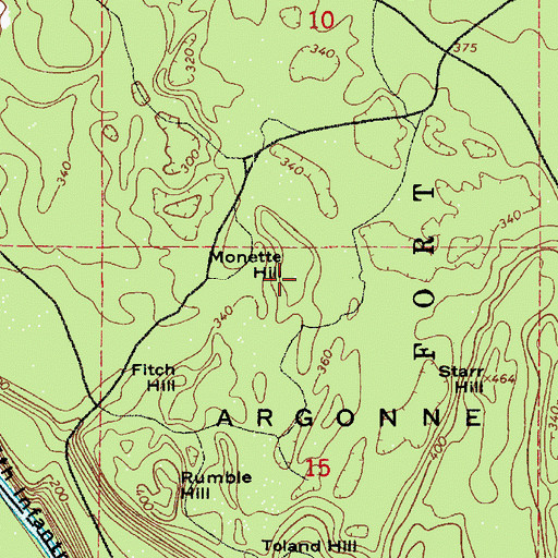 Topographic Map of Monette Hill, WA