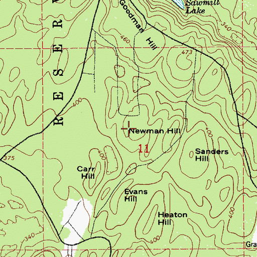 Topographic Map of Newman Hill, WA