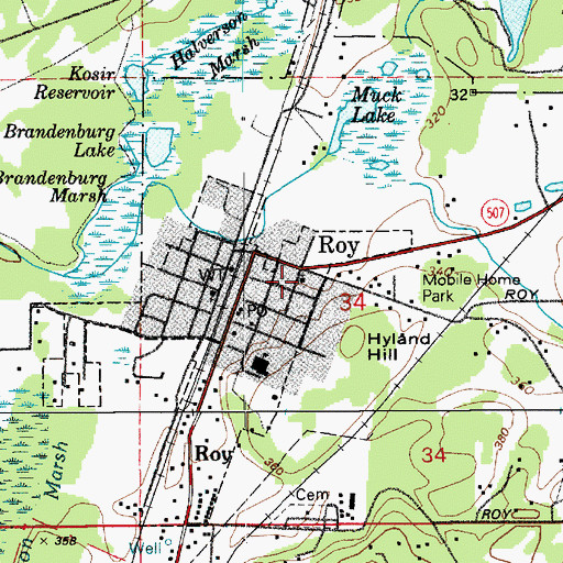 Topographic Map of Roy, WA