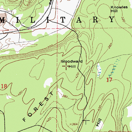 Topographic Map of Woodward Hill, WA