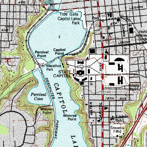 Topographic Map of Washington State Capitol, WA