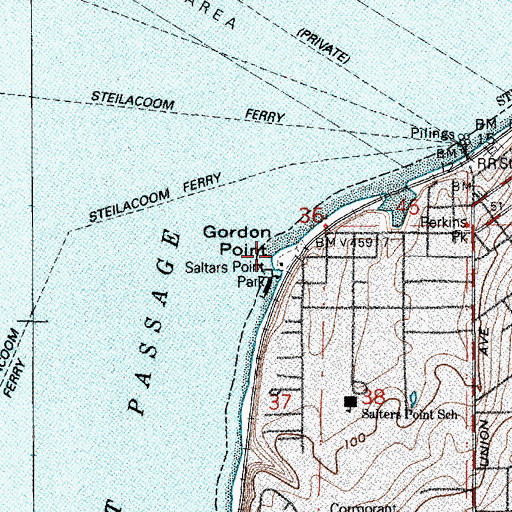 Topographic Map of Gordon Point, WA