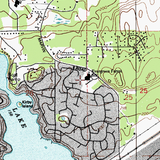 Topographic Map of Evergreen Forest Elementary School, WA