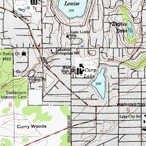 Topographic Map of Mann Middle School, WA