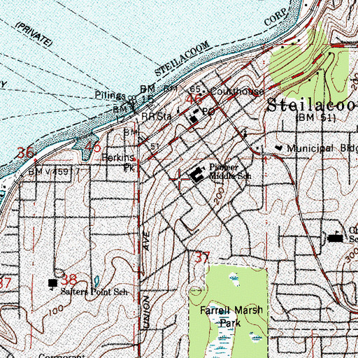 Topographic Map of Pioneer Middle School, WA