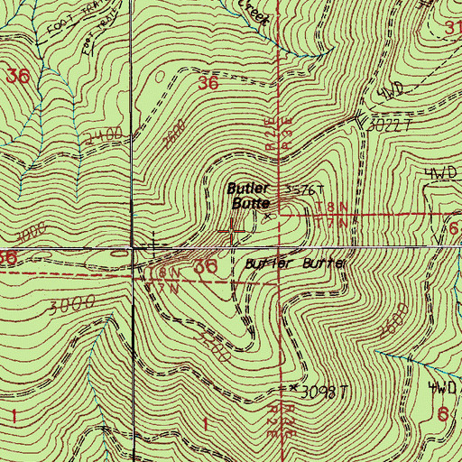 Topographic Map of Butler Butte, WA