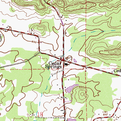 Topographic Map of Cedar Springs, AL