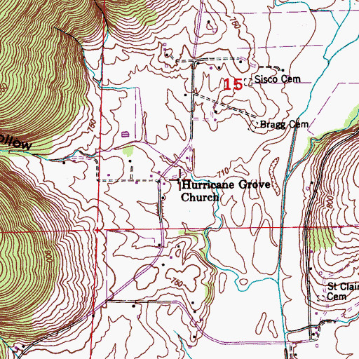Topographic Map of Hurricane Grove Church, AL