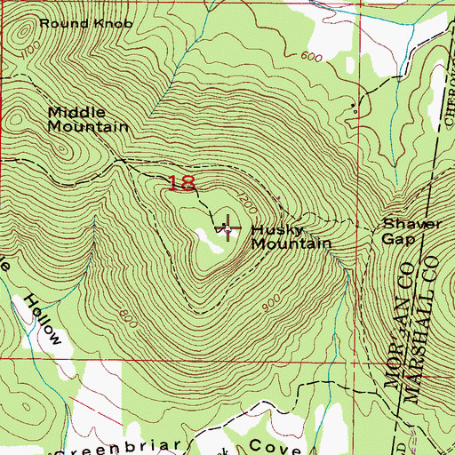 Topographic Map of Husky Mountain, AL