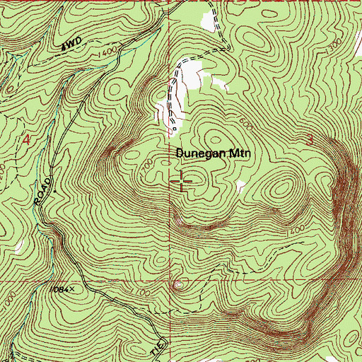 Topographic Map of Dunegan Mountain, WA