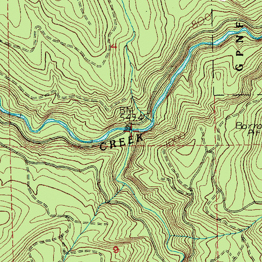 Topographic Map of Fly Creek, WA