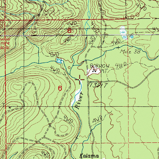 Topographic Map of Fossil Creek, WA