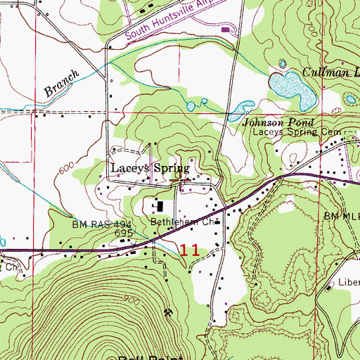 Topographic Map of Laceys Spring, AL