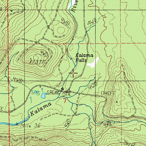 Topographic Map of Kalama Falls, WA