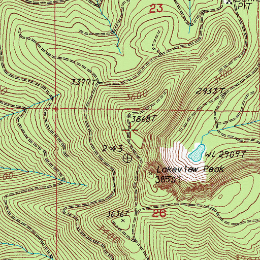 Topographic Map of Lakeview Peak, WA