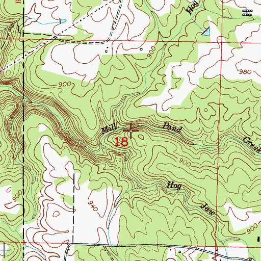 Topographic Map of Mill Pond Creek, AL