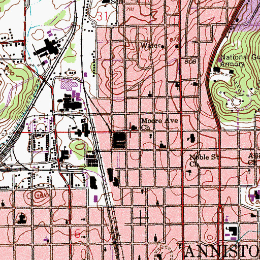Topographic Map of Hill Crest Baptist Church, AL