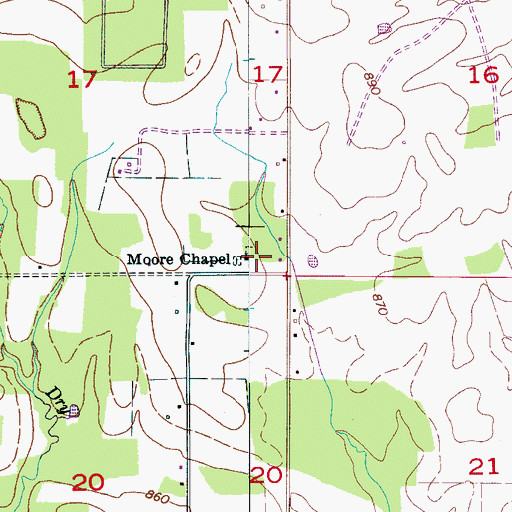 Topographic Map of Moore Chapel, AL