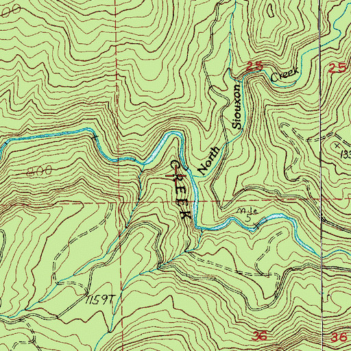 Topographic Map of North Siouxon Creek, WA