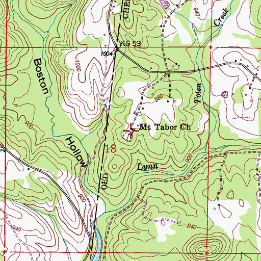 Topographic Map of Mount Tabor Baptist Church, AL