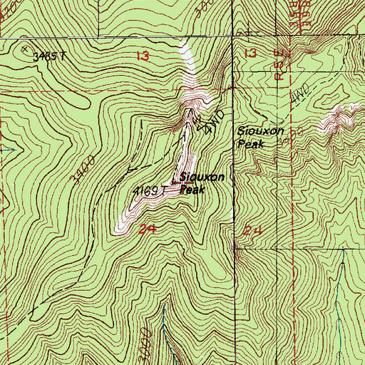 Topographic Map of Siouxon Peak, WA