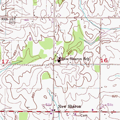 Topographic Map of New Sharon Junior High School, AL