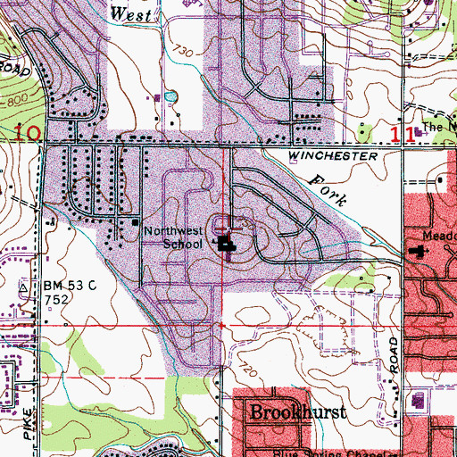 Topographic Map of Northwest School, AL