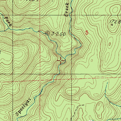 Topographic Map of West Fork Speelyai Creek, WA