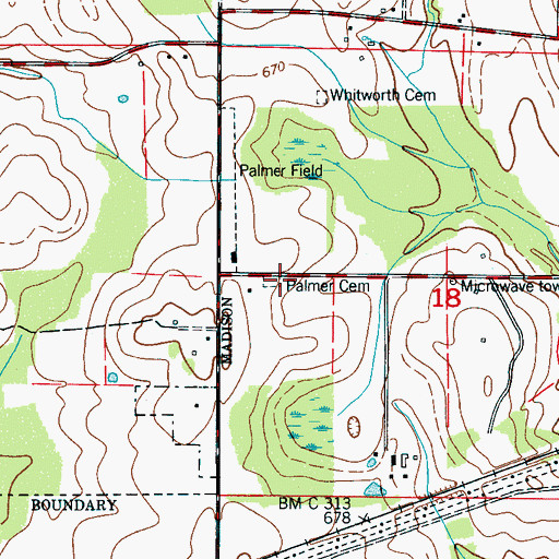 Topographic Map of Palmer Cemetery, AL