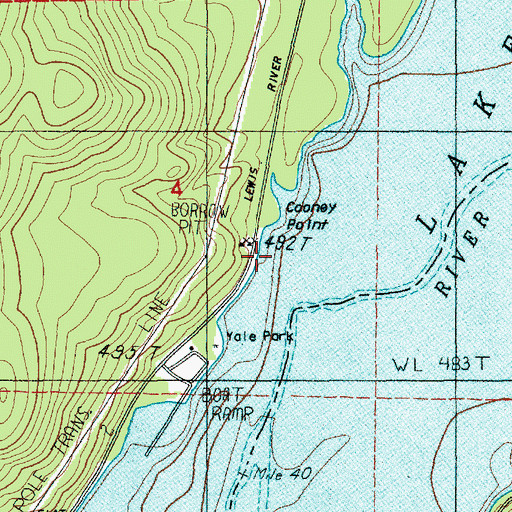 Topographic Map of Cooney Point, WA