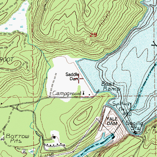 Topographic Map of Saddle Dam, WA