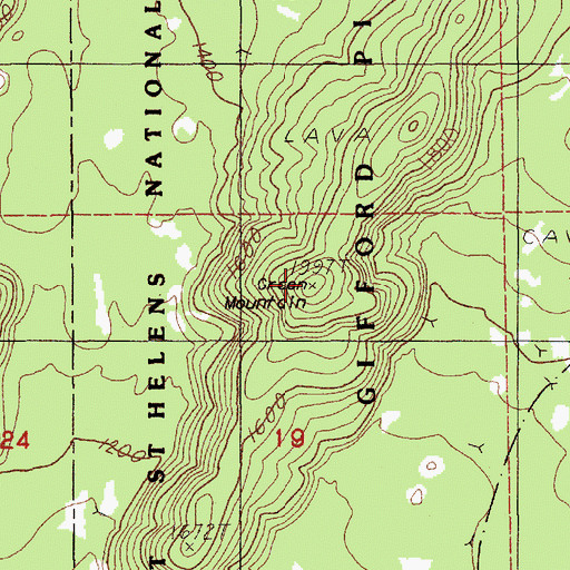 Topographic Map of Green Mountain, WA