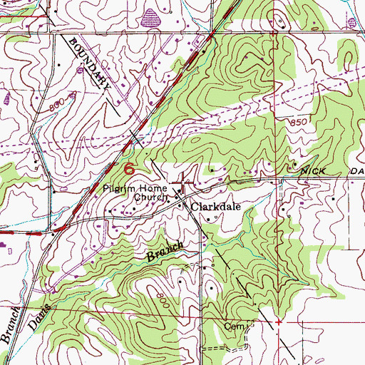 Topographic Map of Clarksdale Baptist Church, AL
