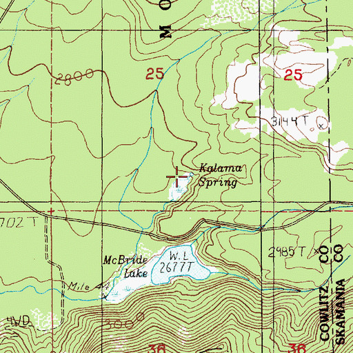 Topographic Map of Kalama Spring, WA