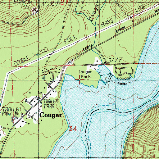 Topographic Map of Cougar Park, WA