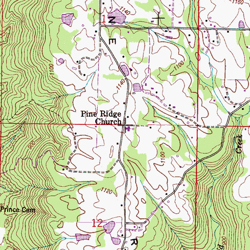 Topographic Map of Pine Ridge Baptist Church, AL