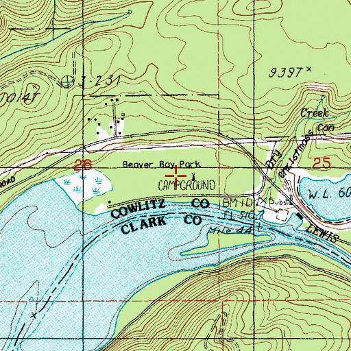 Topographic Map of Beaver Bay Park, WA