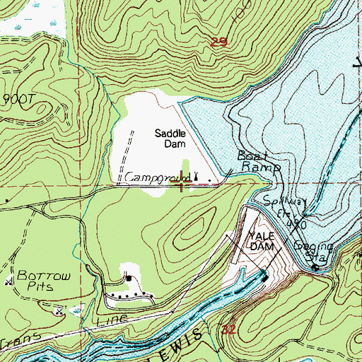 Topographic Map of Saddle Dam Campground, WA