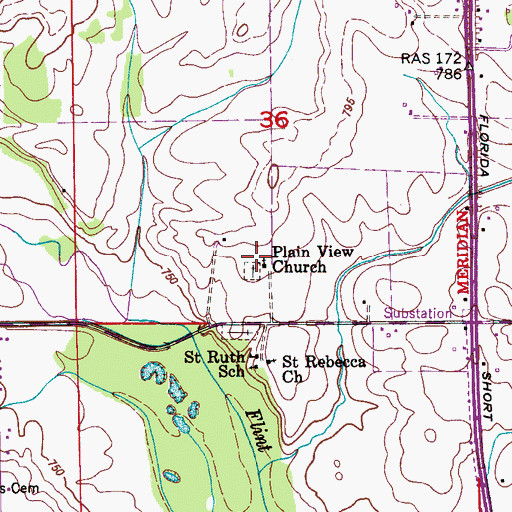 Topographic Map of Plainview Church of Christ, AL