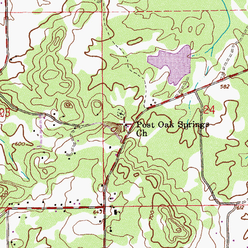 Topographic Map of Post Oak Springs Missionary Baptist Church, AL