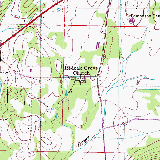 Topographic Map of Red Oak Grove Methodist Church, AL