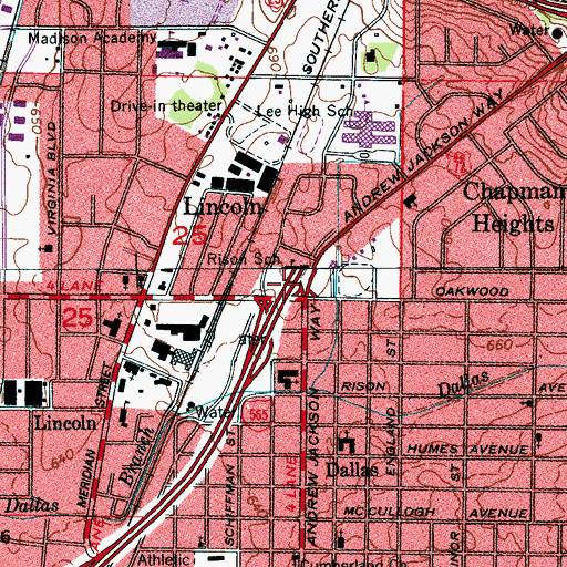 Topographic Map of Rison Elementary School, AL