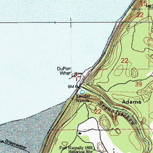 Topographic Map of Dupont Wharf, WA
