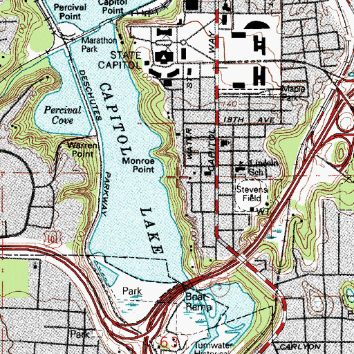 Topographic Map of Washington State Capitol Museum, WA